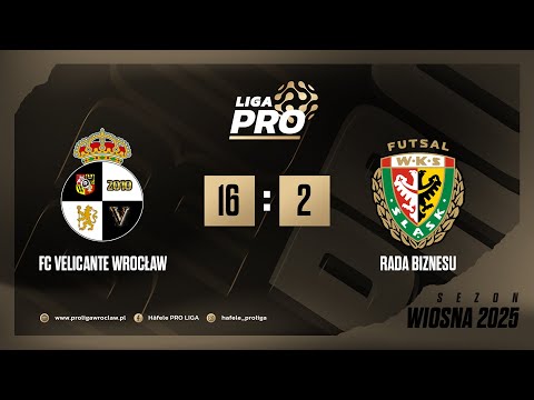 Skrót | FC VELICANTE WROCŁAW - RADA BIZNESU 16:2, Sezon Wiosna 2025, Häfele PRO Liga, 16.04.2025