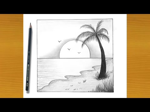 كيف ترسم  منظر طبيعي خطوة بخطوة | رسم سهل | تعليم الرسم للمبتدئين || Landscape drawing