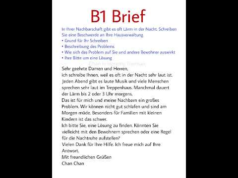 B1 Deutsch Brief – Nachbarschaft Probleme #B1 | Schreiben Brief schriftliche - Tiếng Đức B1 Prüfung