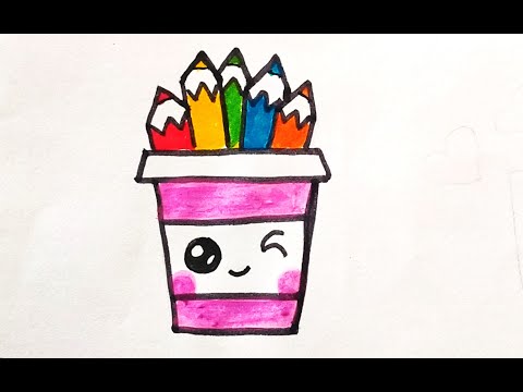 How to Draw Cute Pencil Pot | easy Pencil Pot Drawing