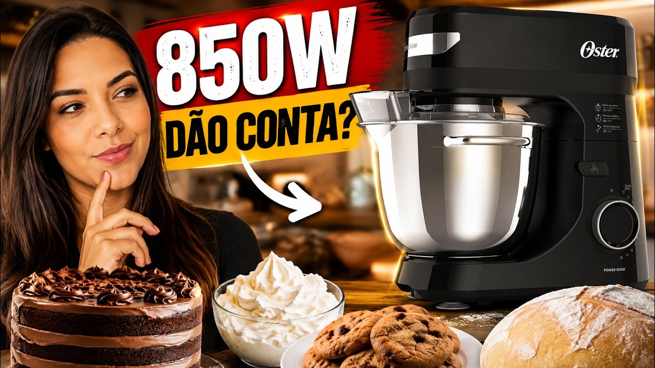 Miniatura da avaliação em vídeo de Batedeira Planetária Oster Bowl Inox III OBAT641 220V