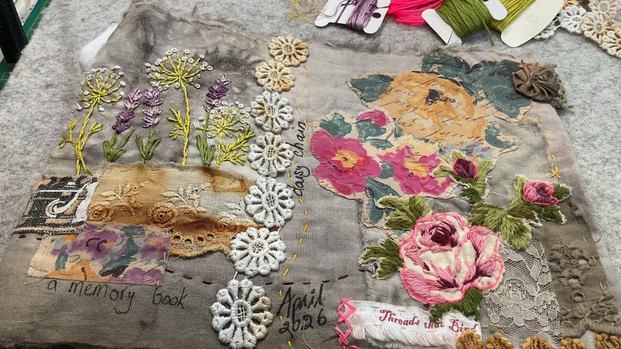 Pt 18 #roxysjournalofstitchery vol 9 fabric tales bk 4 #fabricjournal #handstitched 