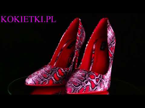 Czerwone szpilki ombre cieniowane jak skóra węża 5240