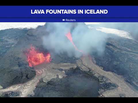 Lava fountain show in Iceland