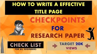 How to Write a Effective TITLE PAGE for research paper