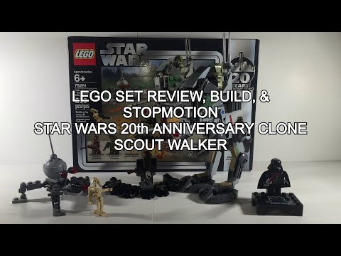 LEGO SET REVIEW, BUILD, & STOPMOTION - Star Wars 20th Anniversary Clone Scout Walker - 75261