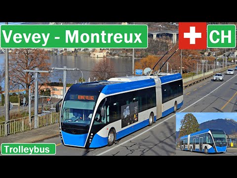 🇨🇭 VEVEY-MONTREUX TROLLEYBUS 2022 | Trolleybus de Vevey-Montreux【4K】