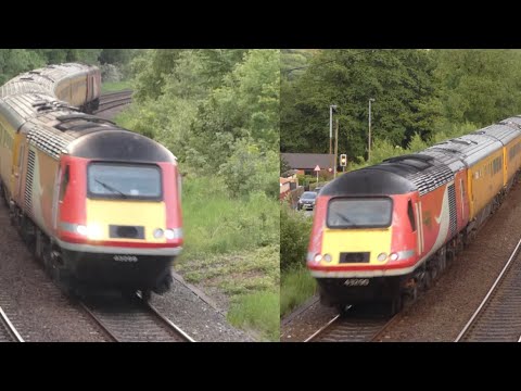 Network Rail HST - 43299 & 43290 seen in Heyrod working last night's 1Q14