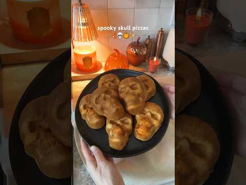 Making Spooky Skull Pizzas 💀 #halloween #baking