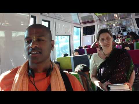 Harinamananda Prabhu Leads the Hare Krishna Chant on the Trains Home from Paris