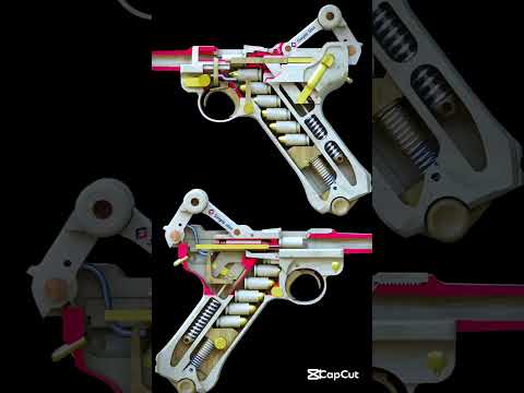 Luger P08 Pistol OperatingPrinciple 3D fire 🔥 working system 😱. #viral #shortsfeed #shorts
