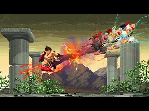 Jin Kazama vs Ryu (All Forms) - Tekken X Street Fighter - Namco X Capcom