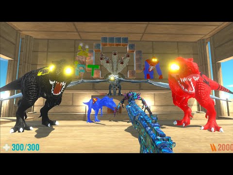 DEATH RUN VS BATMAN T-REX VS RED LANTERN T-REX - Animal Revolt Battle Simulator