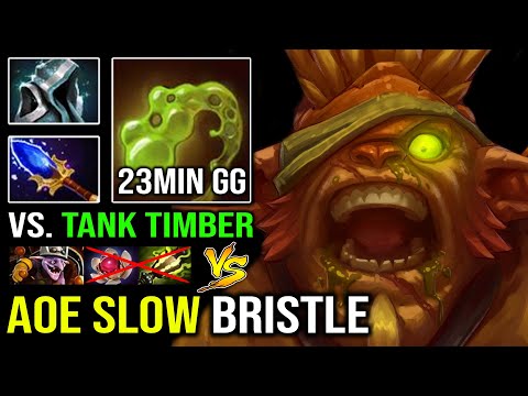 ULTIMATE Tank Battle 23Min GG AoE Nasal Goo Aghs Carry Bristleback vs Tank Timber Dota 2