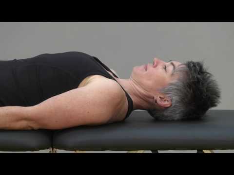 Strengthening neck retraction (supine) - YouTube video thumbnail.