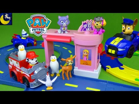 Paw Patrol Toys! Marshall's Pet Rescue Playset Katie Callie Cat Pet Parlor Track Apollo Racers Toys