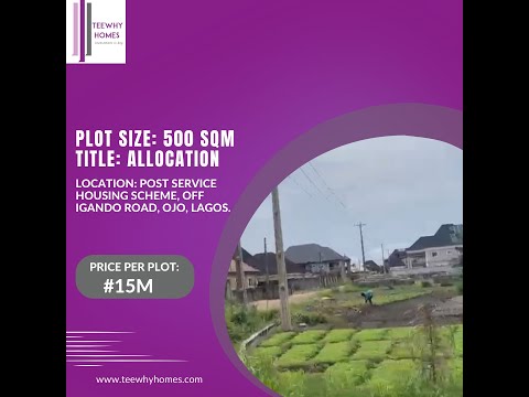 Land For Sale Post Service Housing Scheme Igando Isolo Lagos