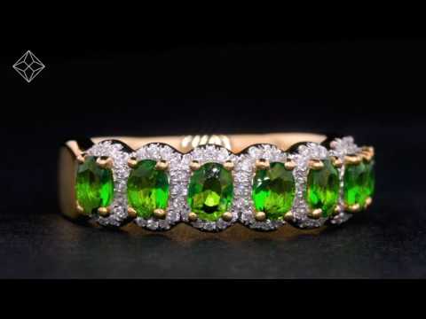 EMERALD AND DIAMOND HALO ETERNITY RING 18K GOLD VERSION - ASTERIA COLLECTION - FT89 G