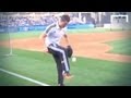 Cristiano Ronaldo juggles with a baseball
