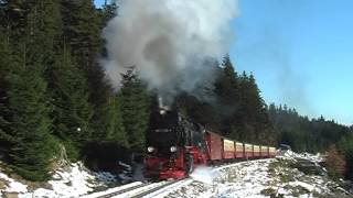 preview picture of video 'Winterdampf auf Harzquer- und Brockenbahn'