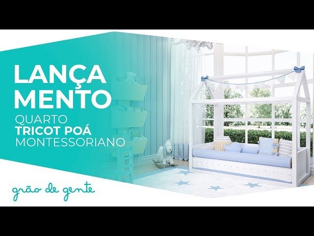 Quarto de Bebê Montessoriano Tricot Poá Azul - Grão de Gente