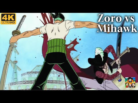 Zoro vs Mihawk [4K] English [DUB]