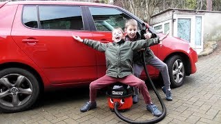 Twin Boys VACUUMING DIRTY CAR Carpets ~ Henry Hoover SOUND & Numatic Vacuum Cleaner DEMONSTRATION