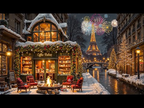 Countdown to Happy New Year 2026 🎆 Cozy Coffee Shop Ambience at Paris with Smooth Jazz Piano Music