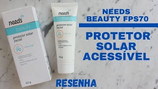 Protetor Needs Beauty FPS70 sem cor - resenha na pele oleosa - é bom Protege mesmo