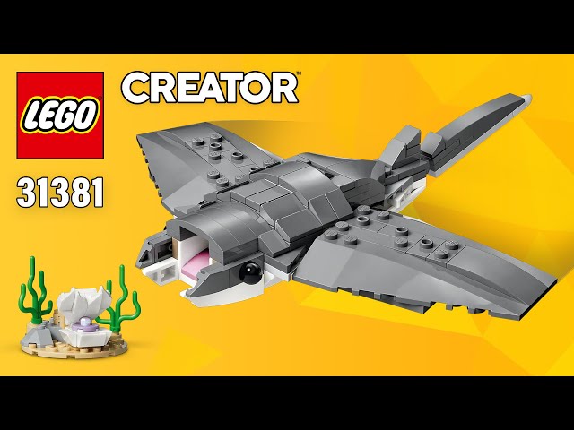 Vídeo relacionado con LEGO Creator 3en1 Feroz Tiburón con Cofre del Tesoro de Juguete - Figuras de Animales Marinos Pez Abisal o Mantarraya - Decoración para el Dormitorio - Regalo para Niños y Niñas de 8+ Años - 31381