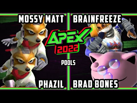 Apex 2022 - Mossy Matt & Phazil Vs. Brainfreeze & Brad Bones - SSBM Melee Tournament