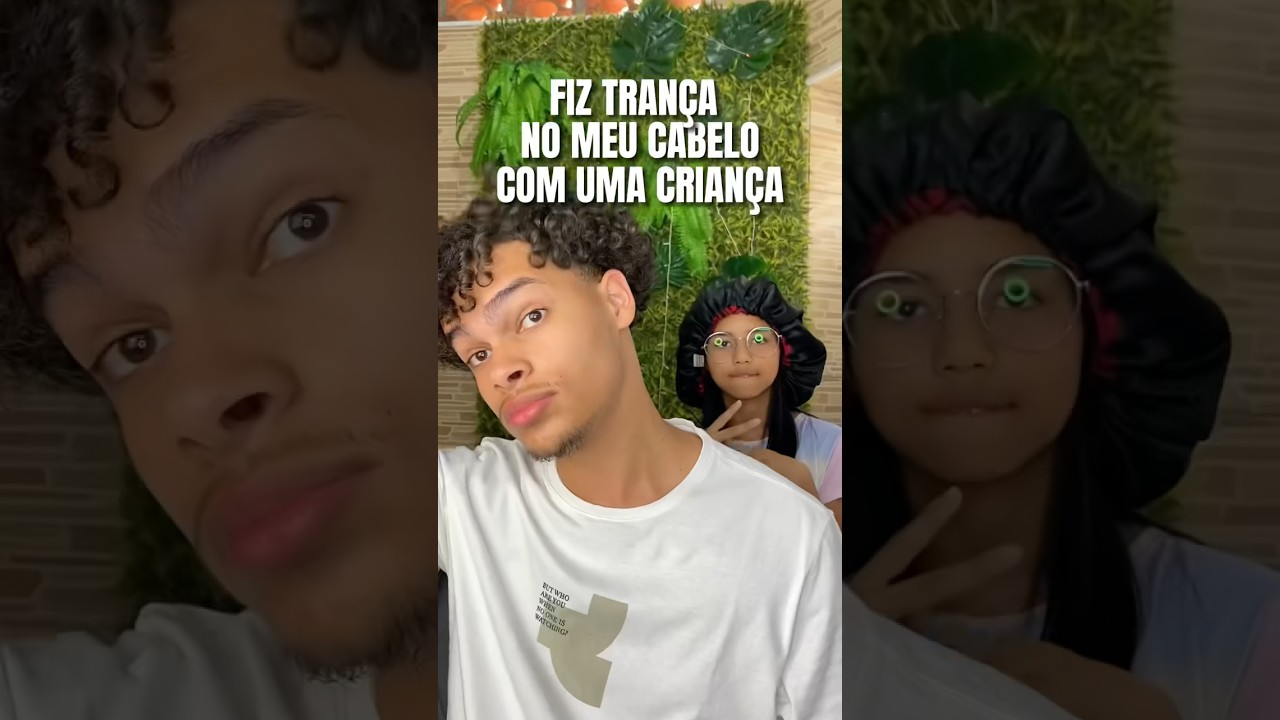 FIZ TRANÇA NO MEU CABELO COM UMA CRIANÇA😱 #trançanagô #cabelocacheadomasculino #trancista