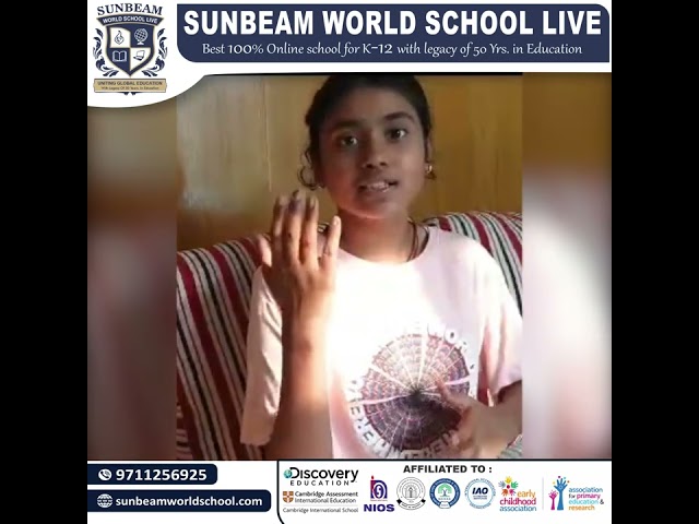 testimonial of sunbeam world school student