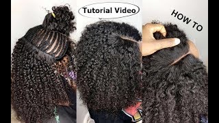 HOW TO : Natural Hair Sew-in WEAVE No Leave Out Tutorial Video For BEGINNERS