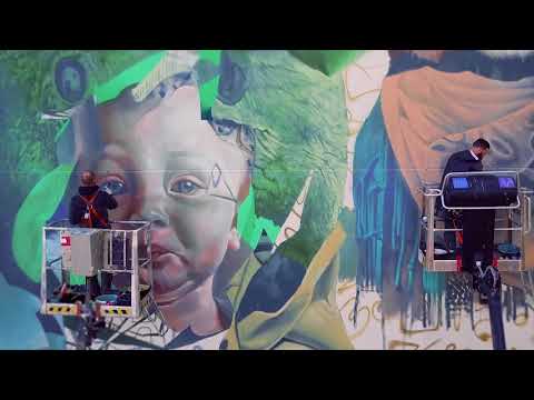 Telmo Miel paints a mural in Joensuu city -making of movie