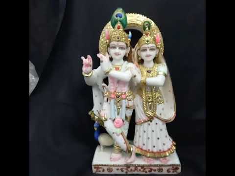 Hindu marble krishna murti for mandir, size: 1-2 feet, golde...