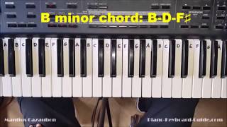 How to Play the B Minor Chord on Piano and Keyboard - Bm, Bmin chord