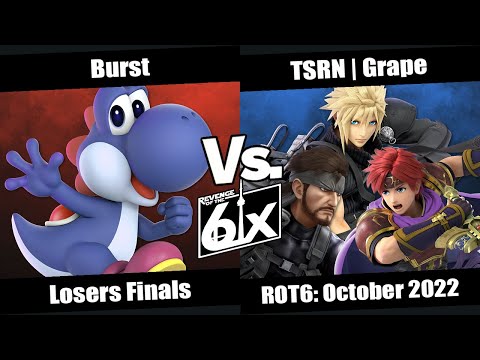 ROT6 October Losers Finals - Burst (Yoshi) vs TSRN | Grape (Roy, Snake, Cloud) SSBU Singles