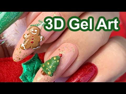 How to : 3D Holiday Gel Polish Nail Art | Gel Extensions on Myself | Vettsy Giftbox Review