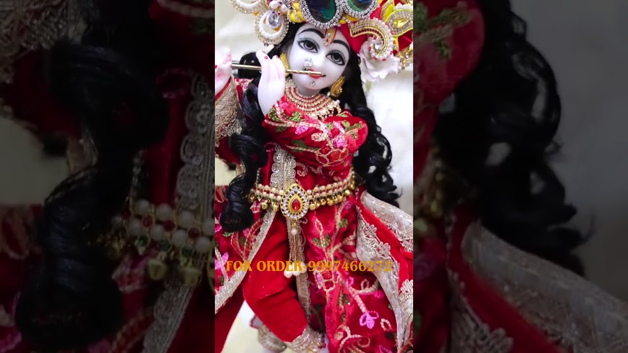 Beautiful Red Poshak for Radha Krishna
