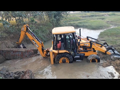 JCB Backhoe Machine Working For New Bridge Construction - JCB Breaking Old Bridge Wall -JCB Video 3