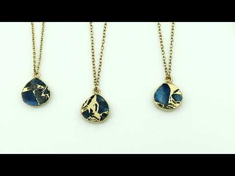 Golden electroplated gold mohave turquoise heart pendant