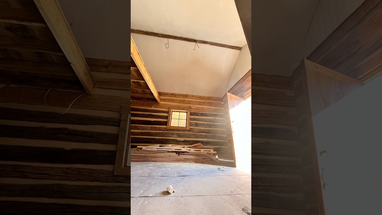 Vasari Plaster Carrera finish natural white #vasari #logcabin #plastering #stucco