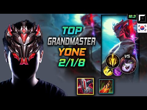 GrandMaster Yone Top vs Lulu - 천상계 탑 요네 철갑궁 치속 - LOL KR 12.3