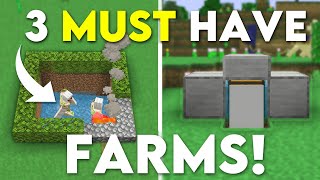 3 EASY Starter Farms For Beginners In Minecraft Bedrock 1.21! (Iron Farm, XP Farm, Food Farm)