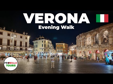 Verona, Italy Evening Walking Tour - 4K - with Captions