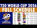 ICC T20 World Cup 2026 Schedule T20 World Cup 2026 Schedule T20 World Cup Schedule