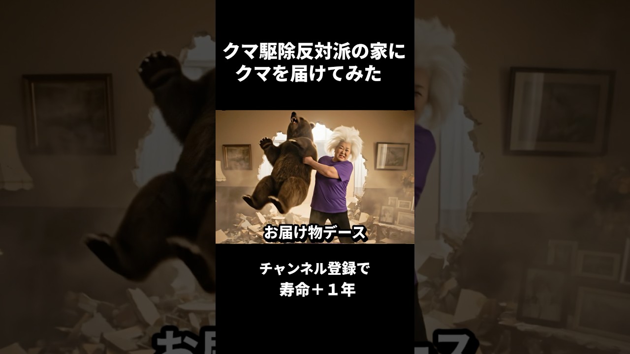 クマ駆除反対派の家にクマを届けるAIおばあちゃん #ai動画  #ai #shorts  #aishorts  #ai動画  #おばあちゃん