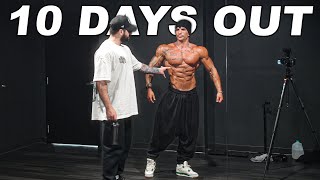 10 DAYS OUT !  DIETING IS OVER - CHEST AT DEREK LUNSFORD'S GYM..
