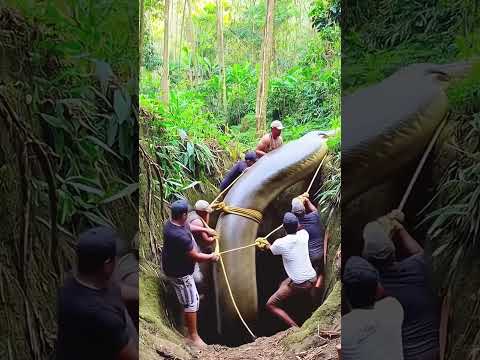 é impressionante a força de uma sucuri gigante #viral #amazonia #cobra #sucuri #anaconda